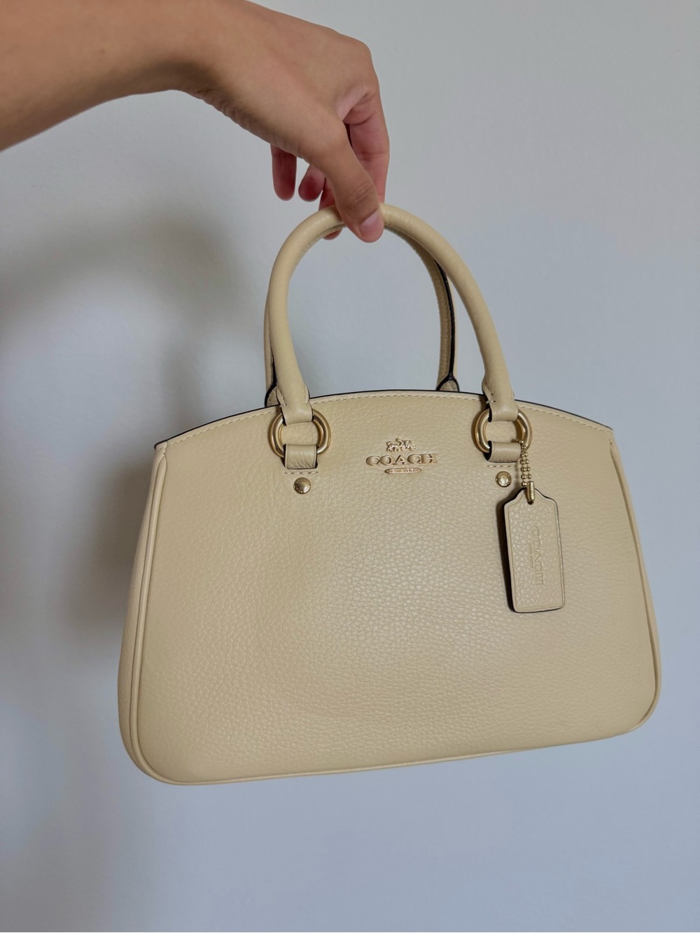 Coach Cream Pebbled Leather Dome Satchel with Gold Hardware